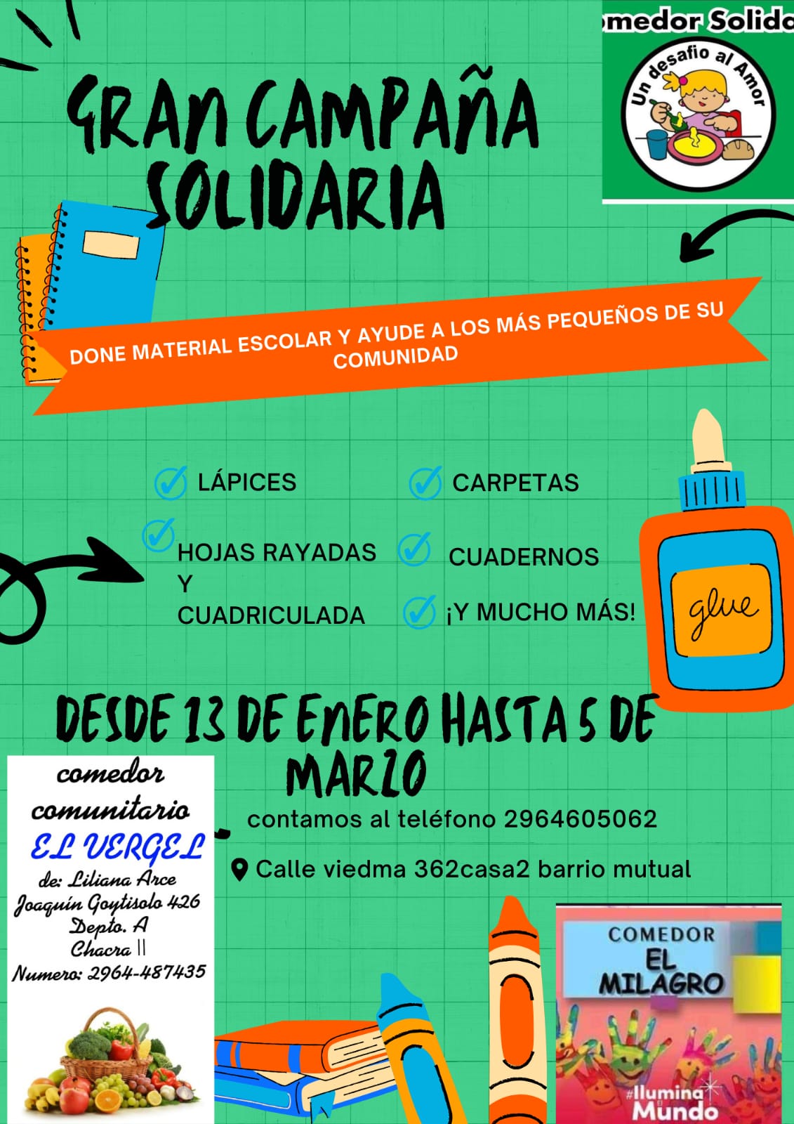 Iniciaron campaña solidaria para armar kits escolares