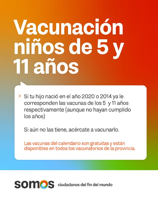 Salud confirmó la vacunación de niños y niñas que cumplen 5 y 11 años