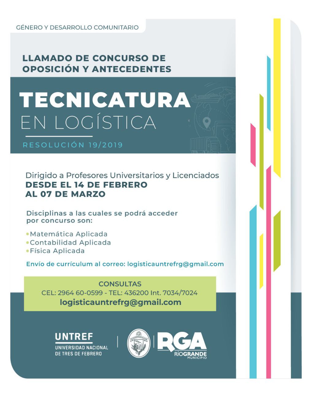 Continúa el concurso docente para la Tecnicatura en Logística de la UNTREF