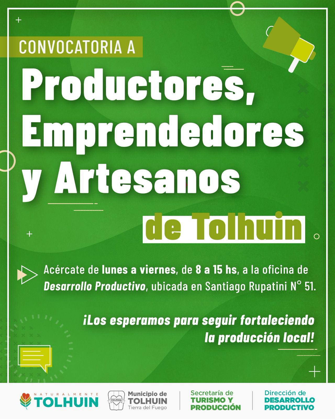 Tolhuin, con una convocatoria a productores, emprendedores y artesanos