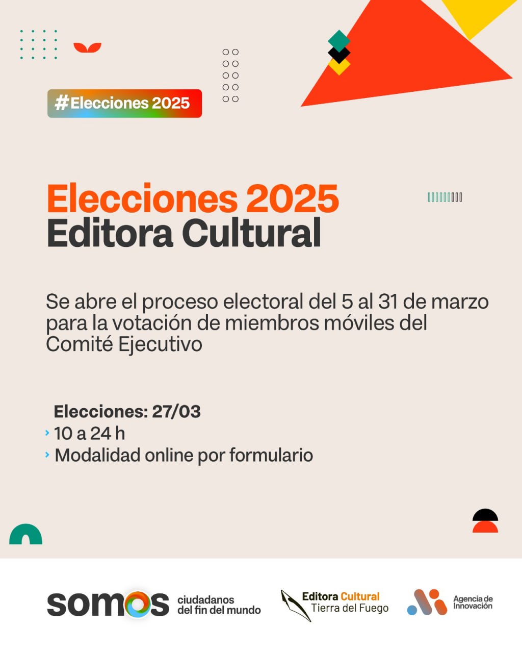 La Editora Cultural TDF llevará a cabo las elecciones para la conformación del comité ejecutivo