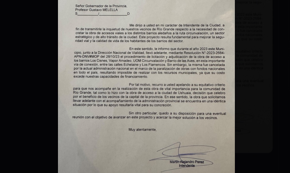 Martin Perez le reclamó a Melella &#8220;que sea equitativo&#8221;, en el apoyo a las obras públicas